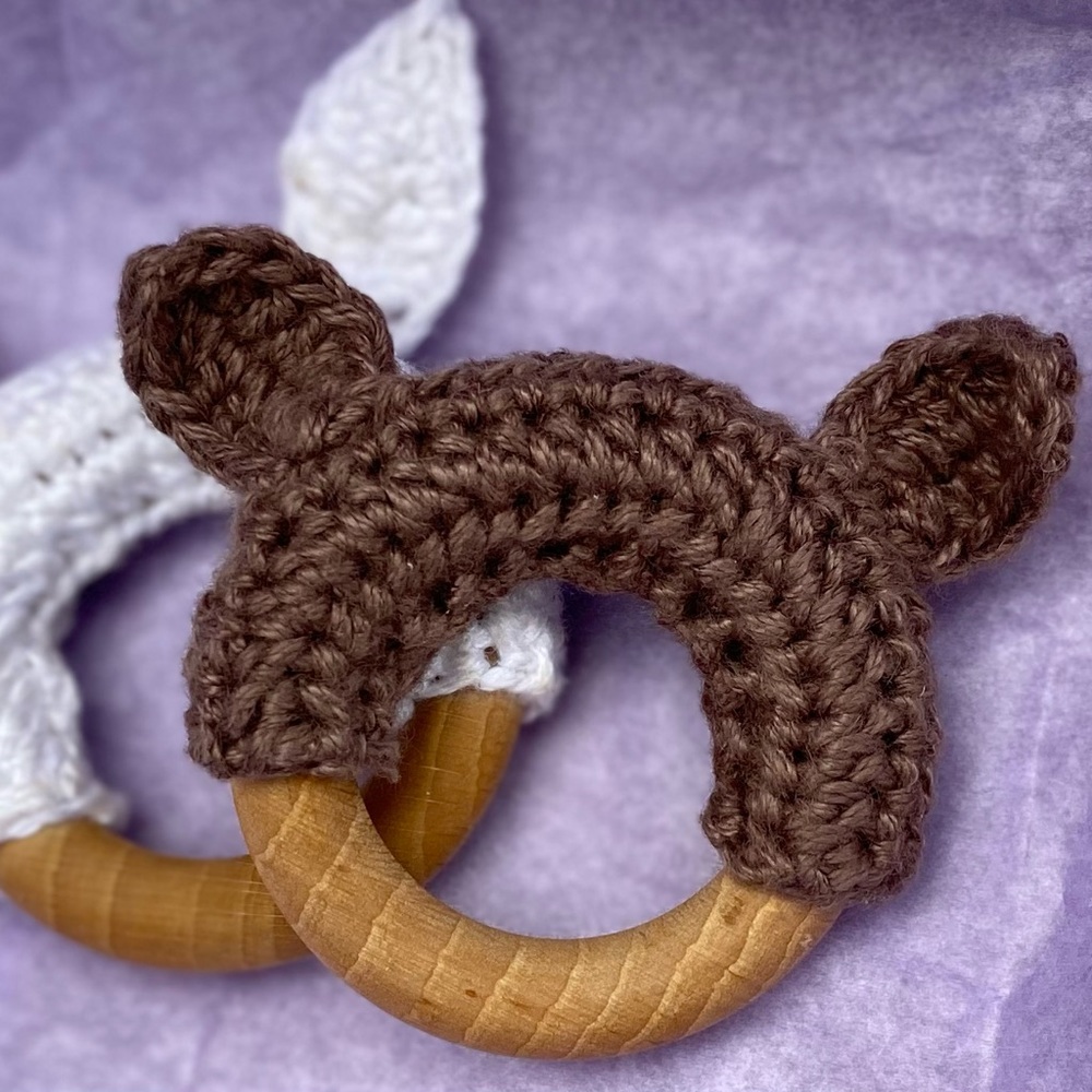 Organic Beech Wood Teething Rings 😍 Hand Crocheted & Sewn!